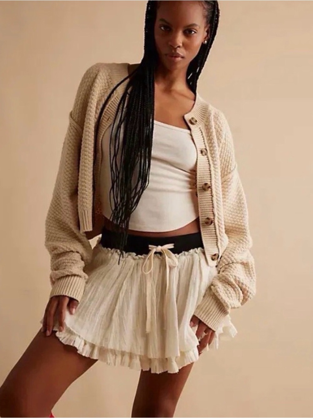 NWT Free People Ivory 100% Cotton Gauze Maxi Skirt Size Large Boho Cottagecore